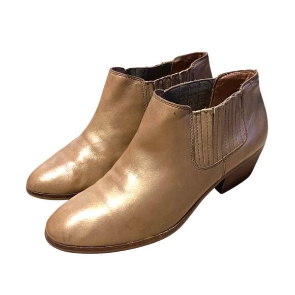 Madewell 8.5 Spencer Chelsea FESTIVAL Ankle Boots Pull On LEATHER Boho Tan Gold - Picture 1 of 7